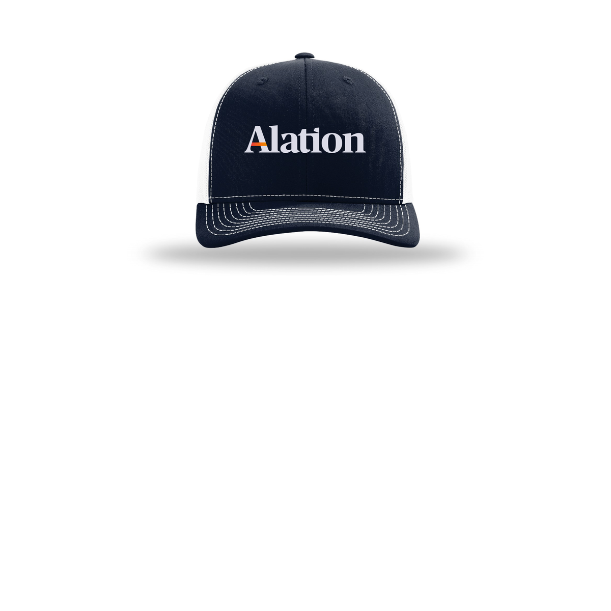 alation-richardson-trucker-cap-embroidery-capfront-R112-navywhite-flat-front