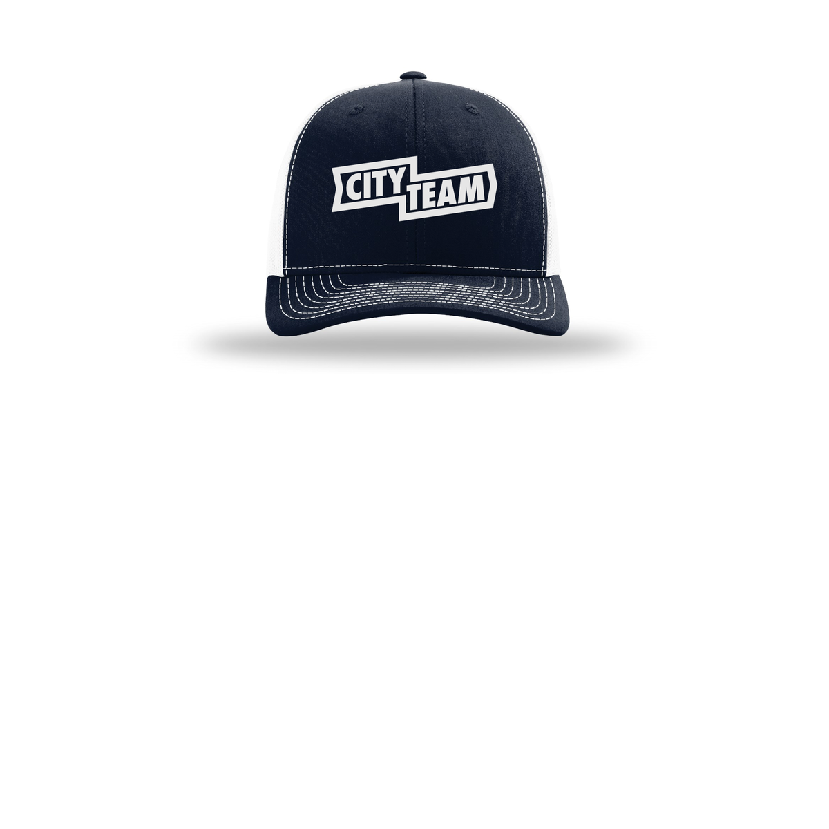 cityteam-richardson-trucker-cap-embroidery-capfront-R112-navywhite-flat-front