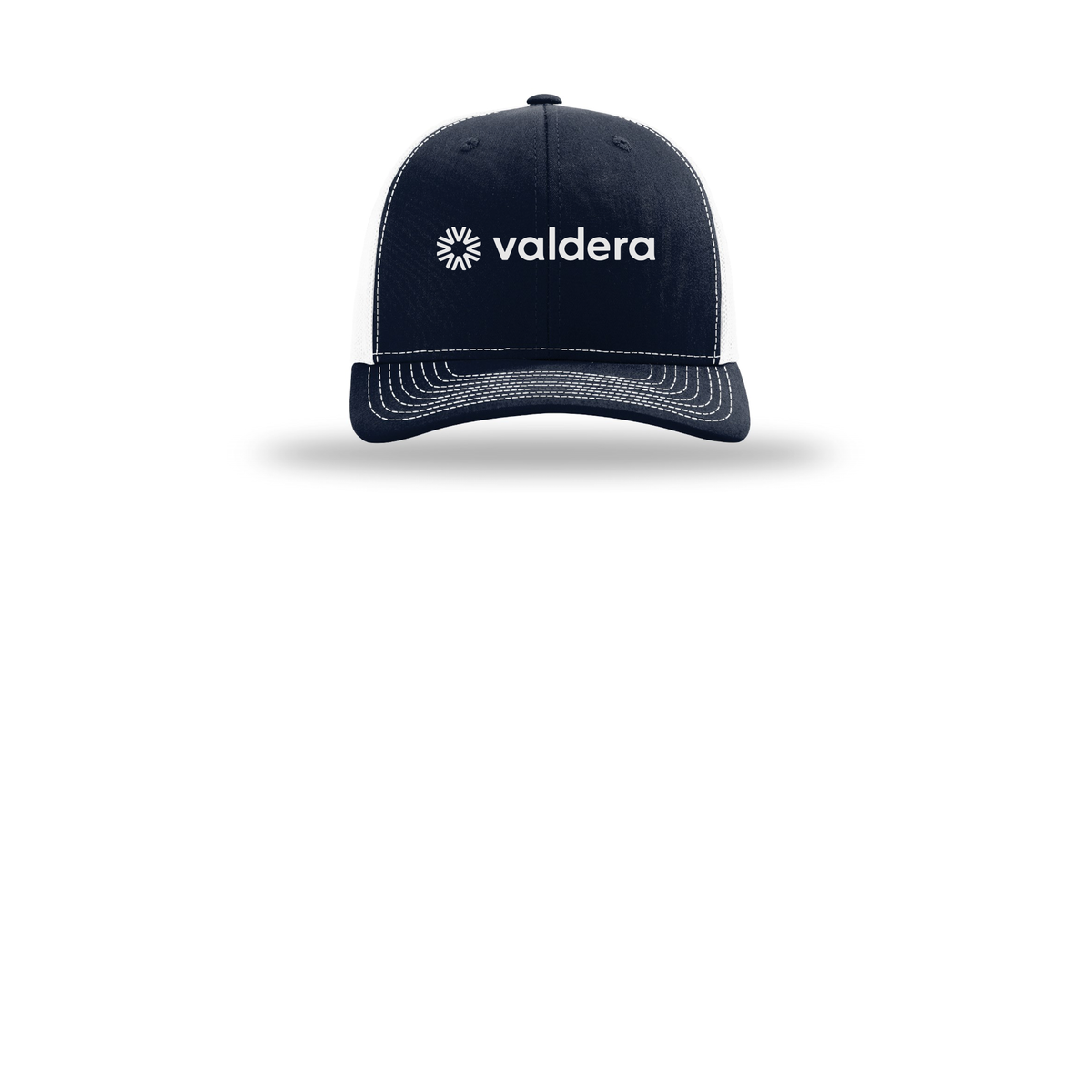 valdera-richardson-trucker-cap-embroidery-capfront-R112-navywhite-flat-front