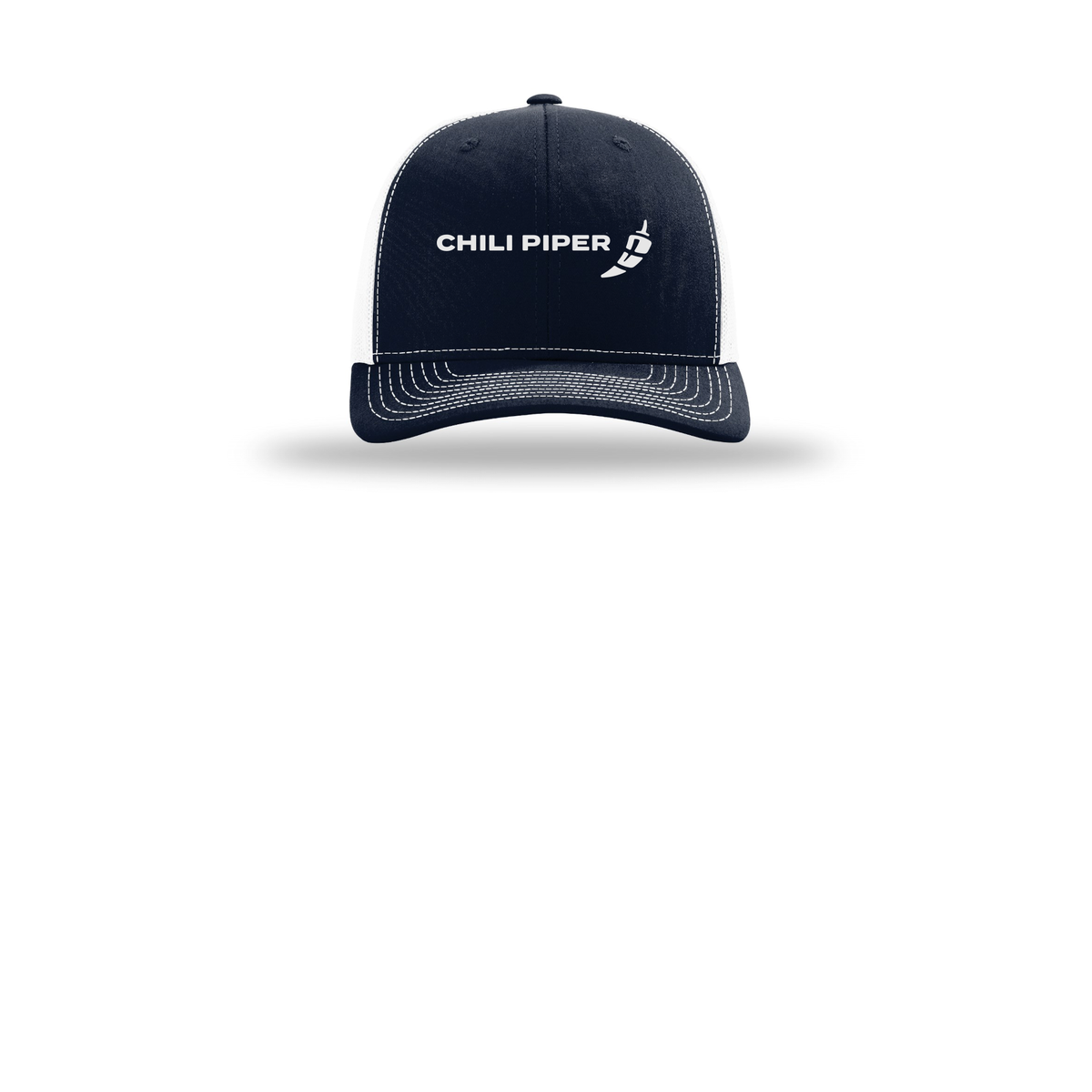 chilipiper-richardson-trucker-cap-embroidery-capfront-R112-navywhite-flat-front