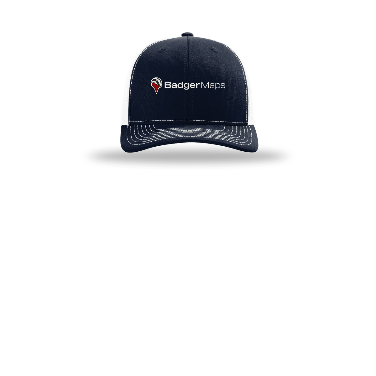 badgermapping-richardson-trucker-cap-embroidery-capfront-R112-navywhite-flat-front