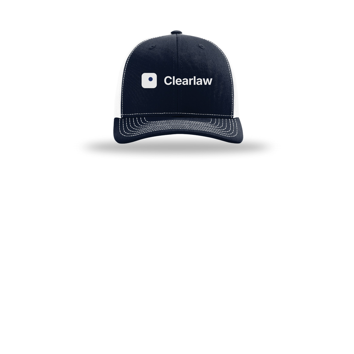 clearlaw-richardson-trucker-cap-embroidery-capfront-R112-navywhite-flat-front
