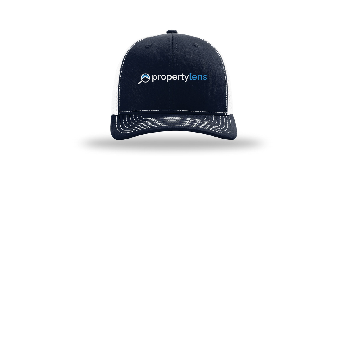 propertylens-richardson-trucker-cap-embroidery-capfront-R112-navywhite-flat-front