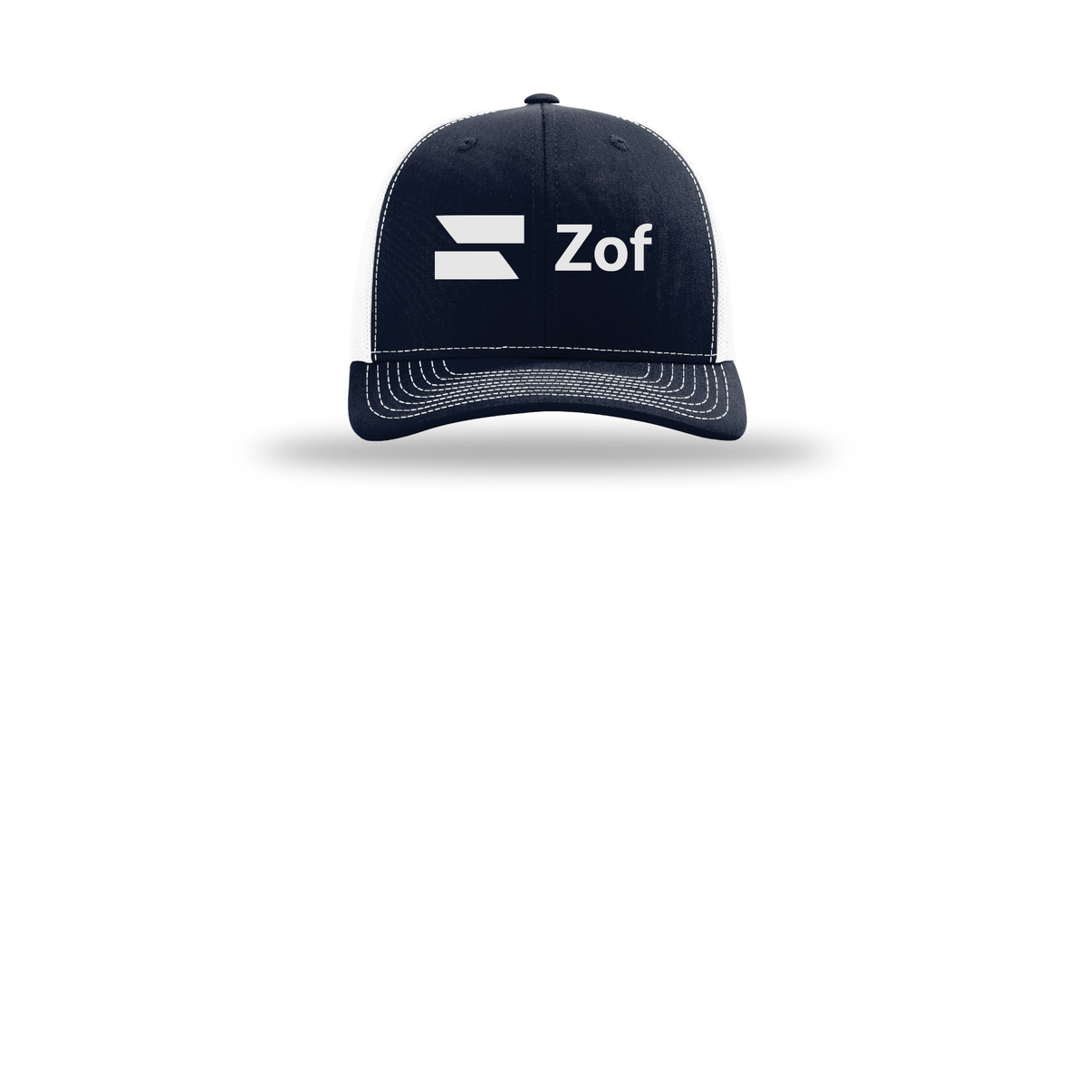 zof-richardson-trucker-cap-embroidery-capfront-R112-navywhite-flat-front