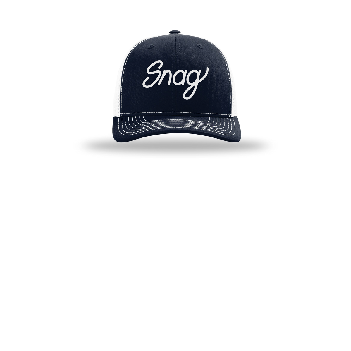 snagdelivery-richardson-trucker-cap-embroidery-capfront-R112-navywhite-flat-front
