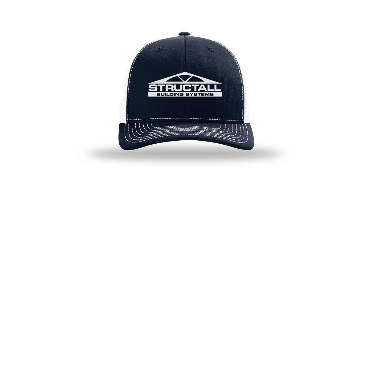 structall-richardson-trucker-cap-embroidery-capfront-R112-navywhite-flat-front