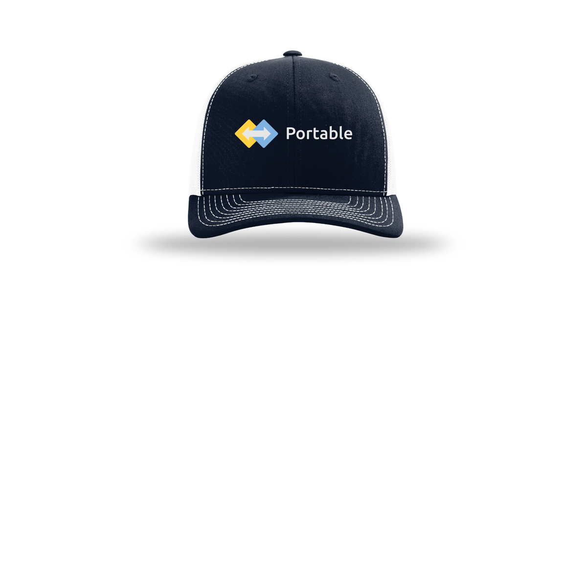 portable-richardson-trucker-cap-embroidery-capfront-R112-navywhite-flat-front