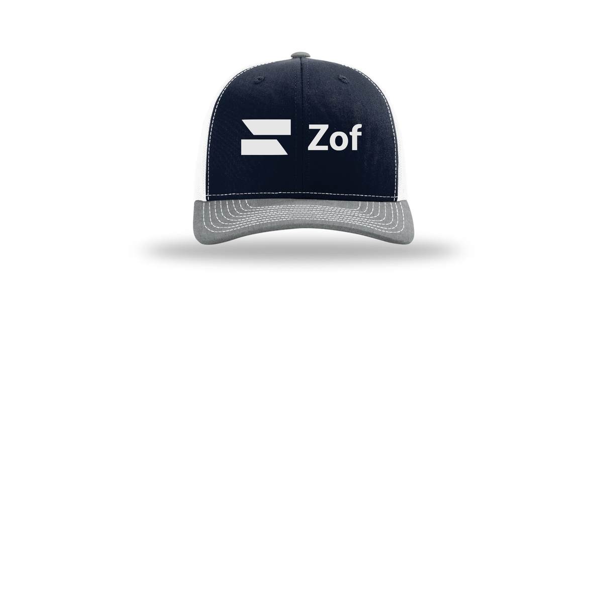 zof-richardson-trucker-cap-embroidery-capfront-R112-navywhiteheathergrey-flat-front