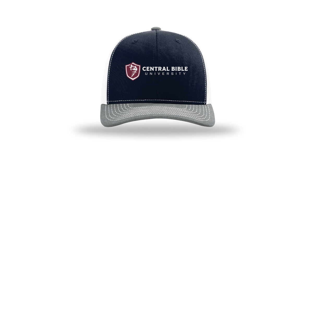 centralbible-richardson-trucker-cap-embroidery-capfront-R112-navywhiteheathergrey-flat-front