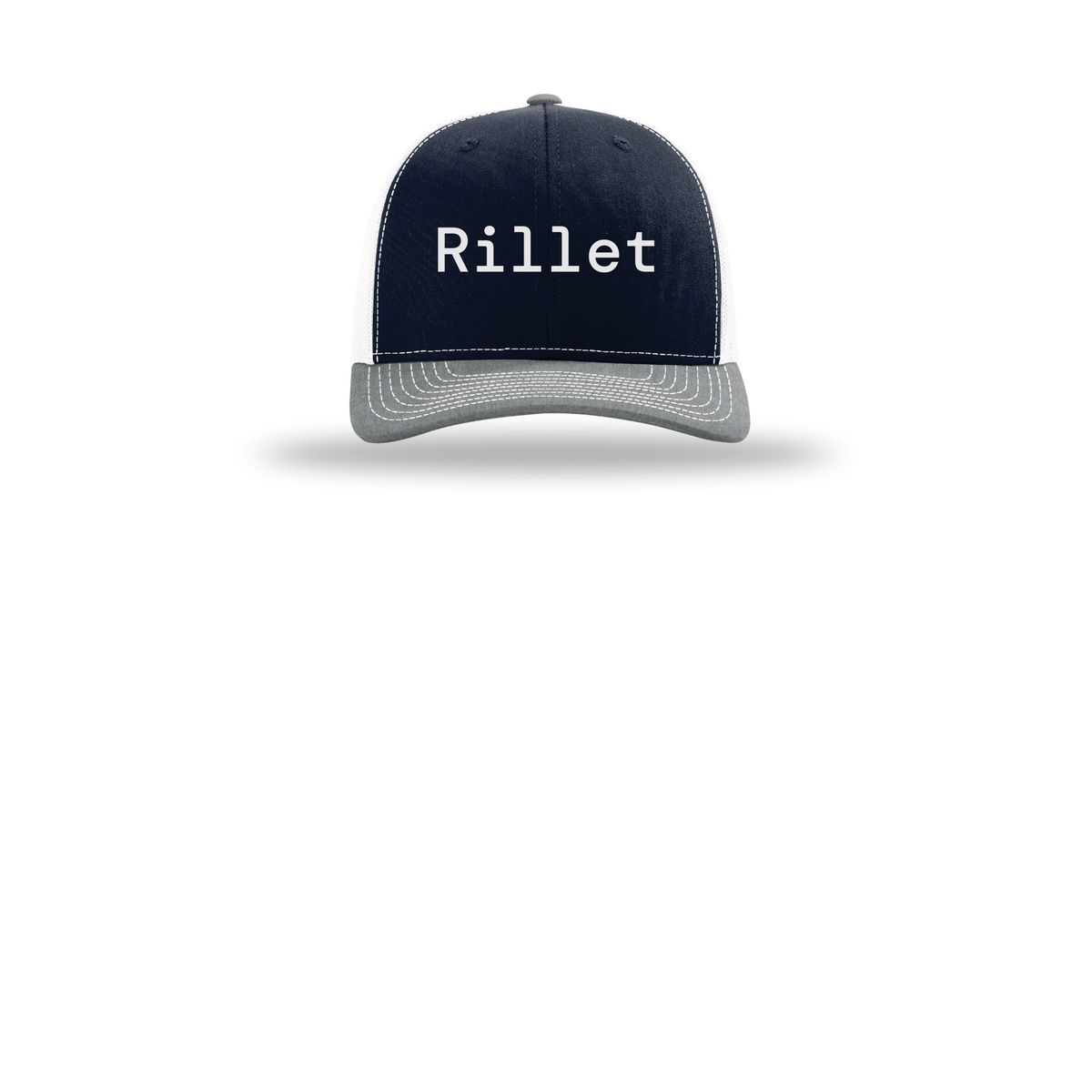 rillet-richardson-trucker-cap-embroidery-capfront-R112-navywhiteheathergrey-flat-front