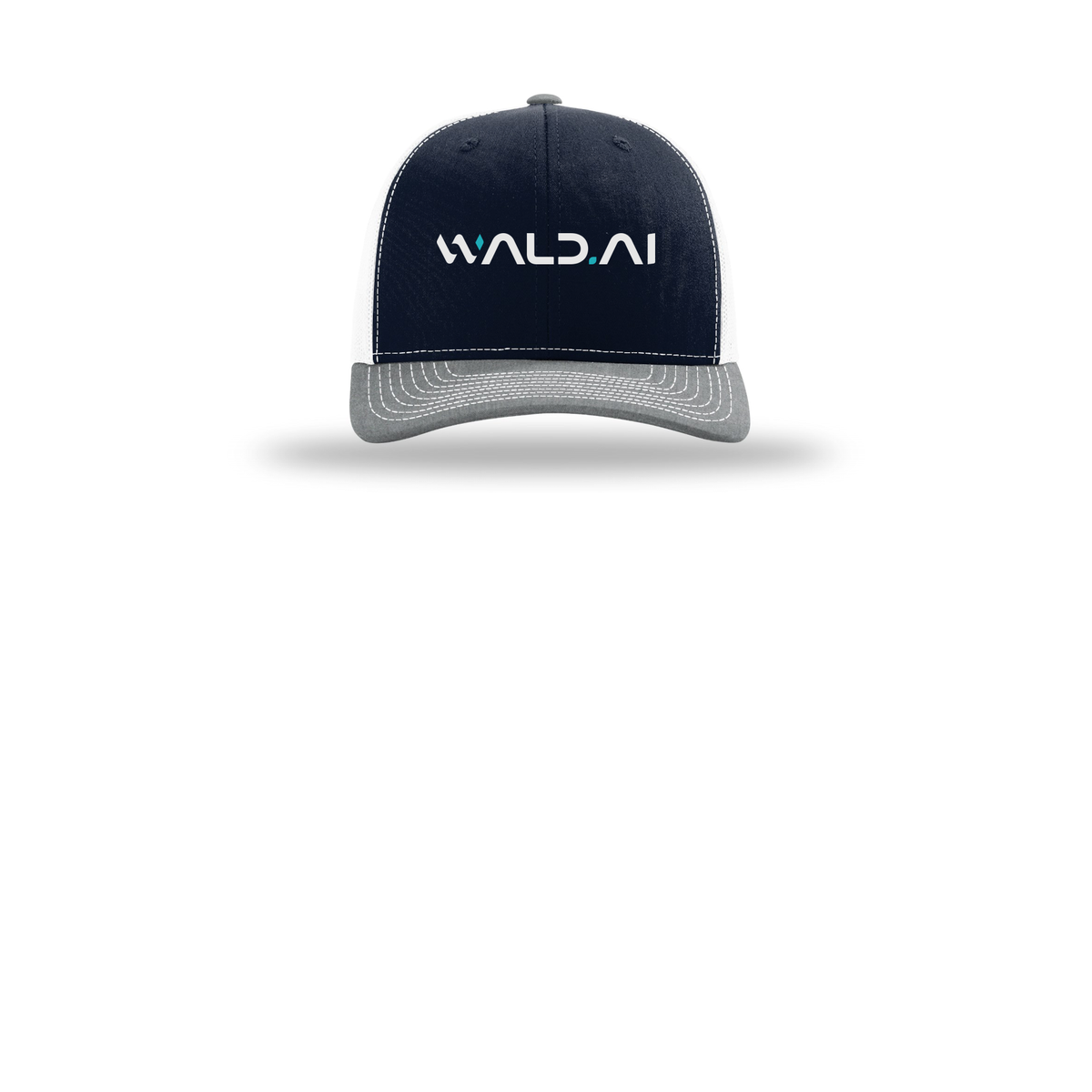 wald-richardson-trucker-cap-embroidery-capfront-R112-navywhiteheathergrey-flat-front