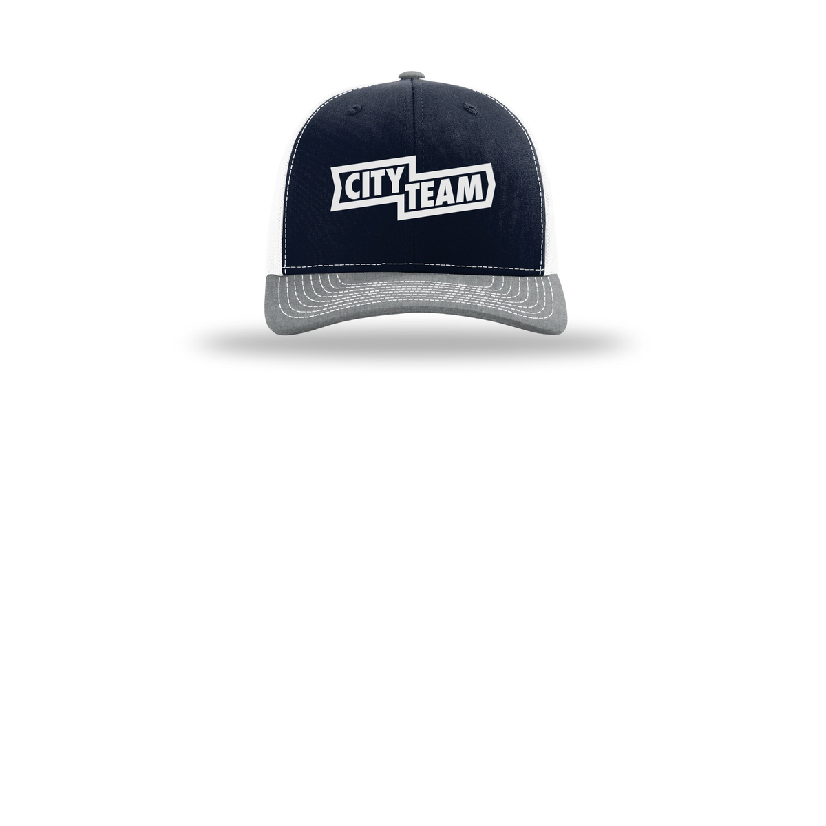 cityteam-richardson-trucker-cap-embroidery-capfront-R112-navywhiteheathergrey-flat-front
