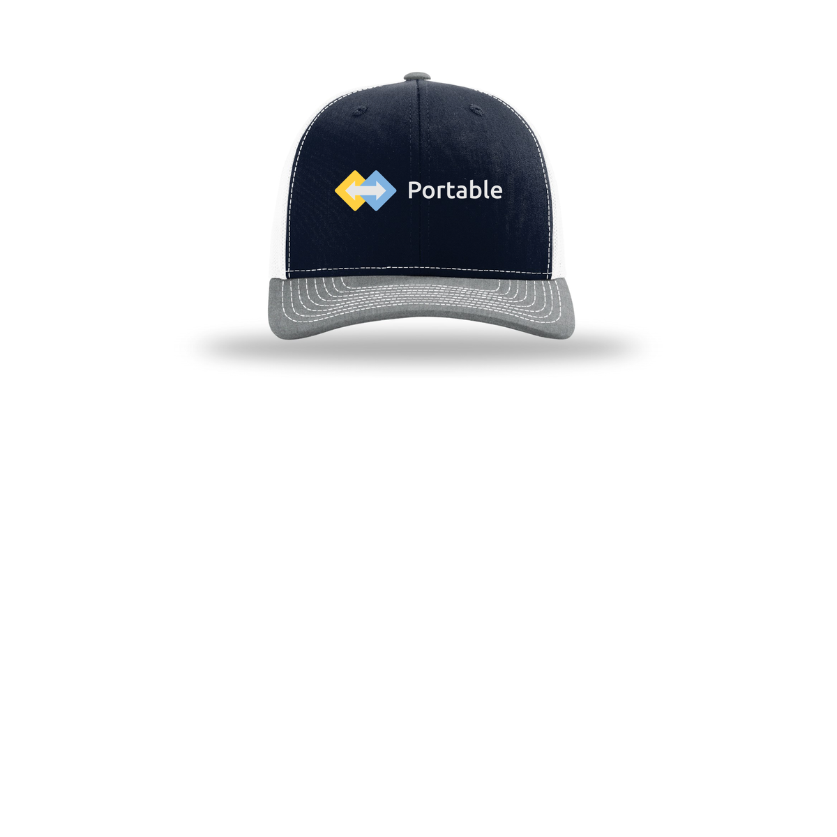 portable-richardson-trucker-cap-embroidery-capfront-R112-navywhiteheathergrey-flat-front