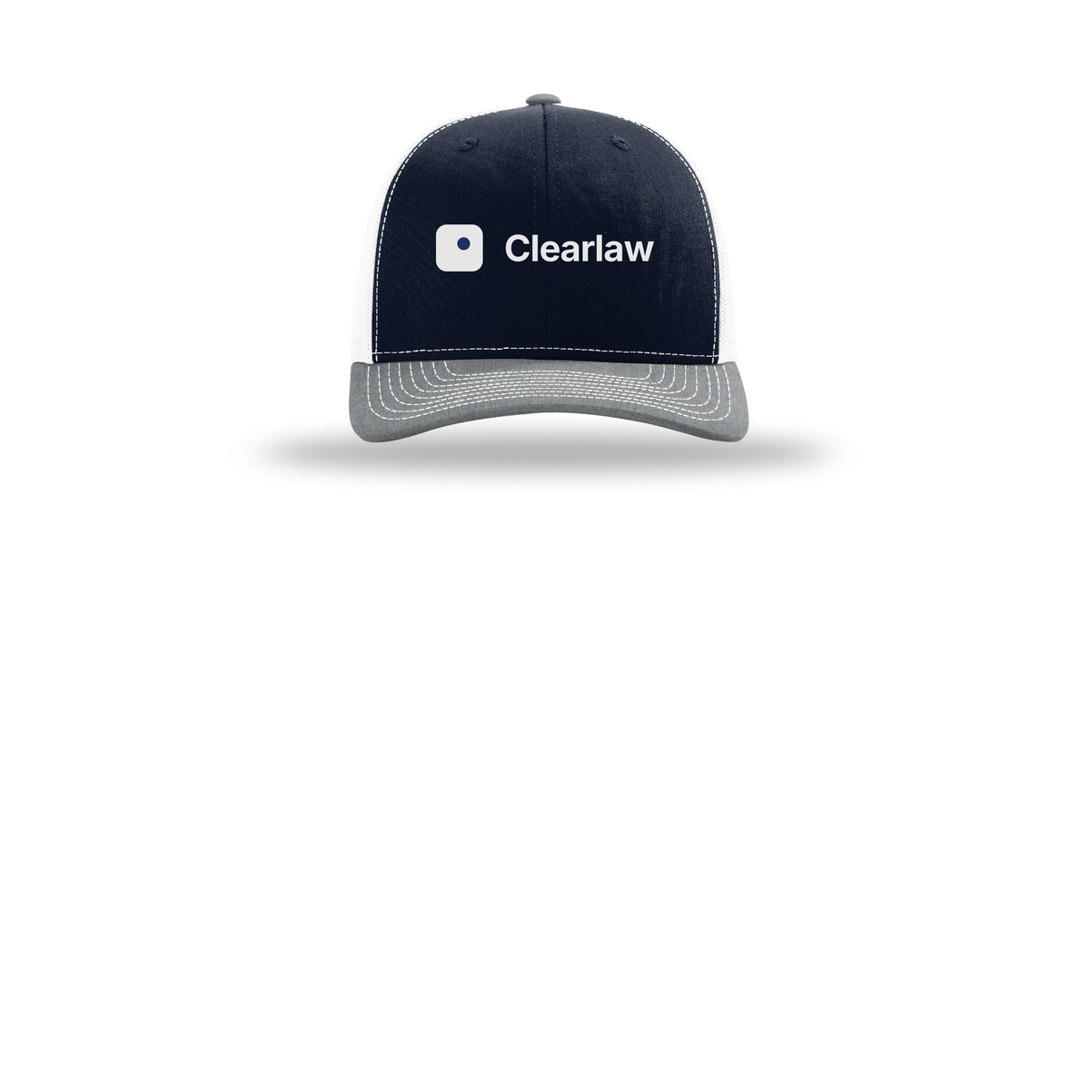 clearlaw-richardson-trucker-cap-embroidery-capfront-R112-navywhiteheathergrey-flat-front