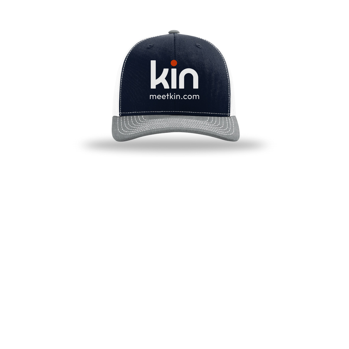 kin-richardson-trucker-cap-embroidery-capfront-R112-navywhiteheathergrey-flat-front