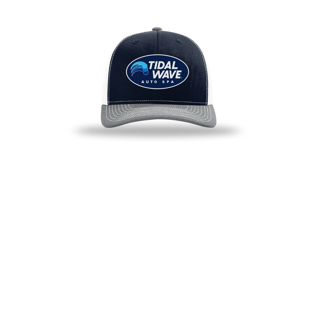tidalwaveautospa-richardson-trucker-cap-embroidery-capfront-R112-navywhiteheathergrey-flat-front