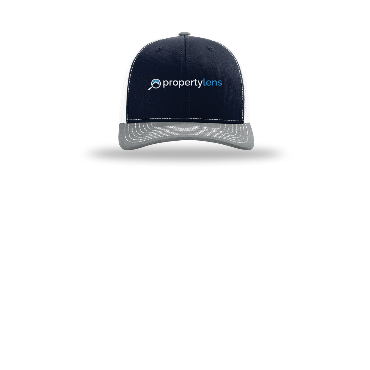 propertylens-richardson-trucker-cap-embroidery-capfront-R112-navywhiteheathergrey-flat-front