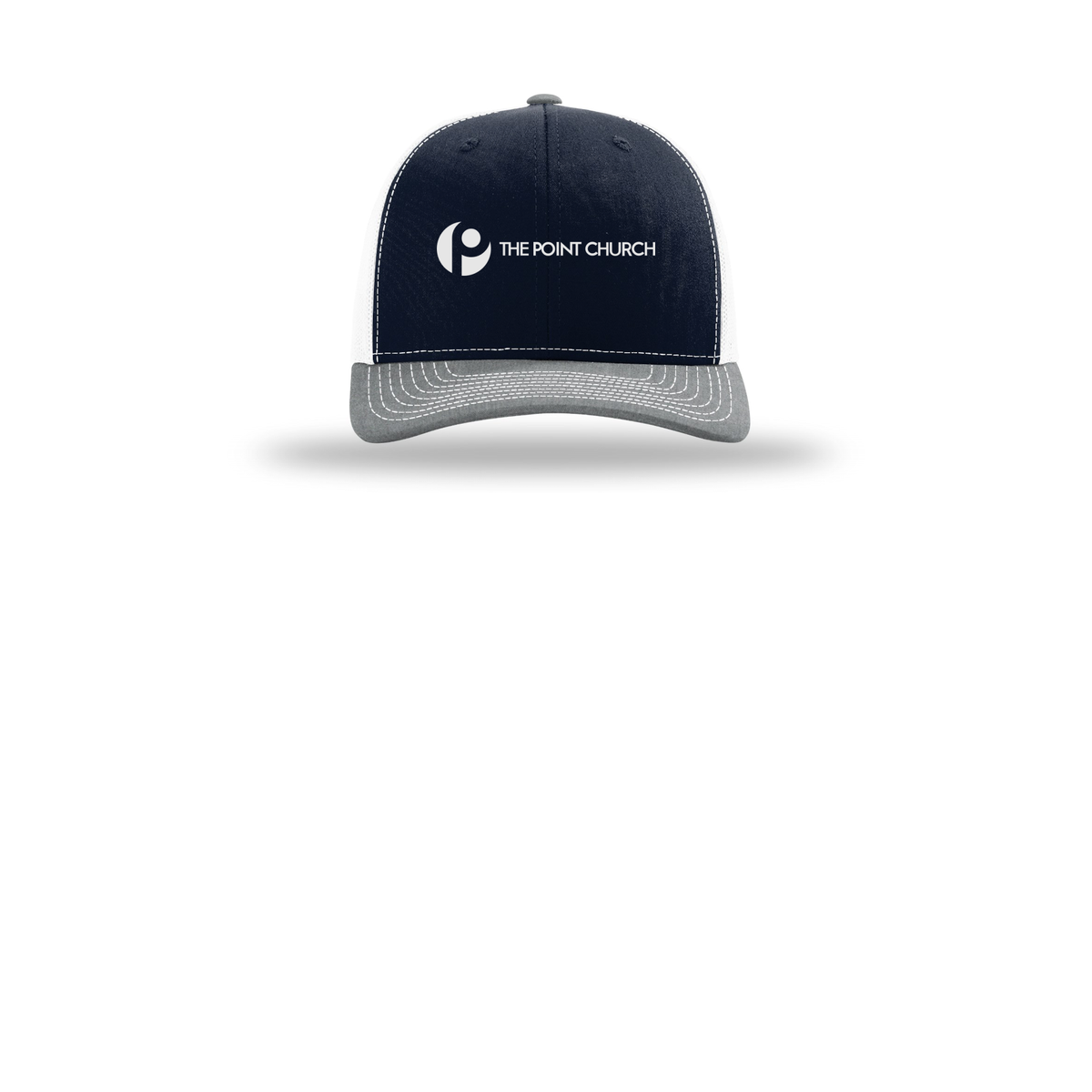 thepointva-richardson-trucker-cap-embroidery-capfront-R112-navywhiteheathergrey-flat-front