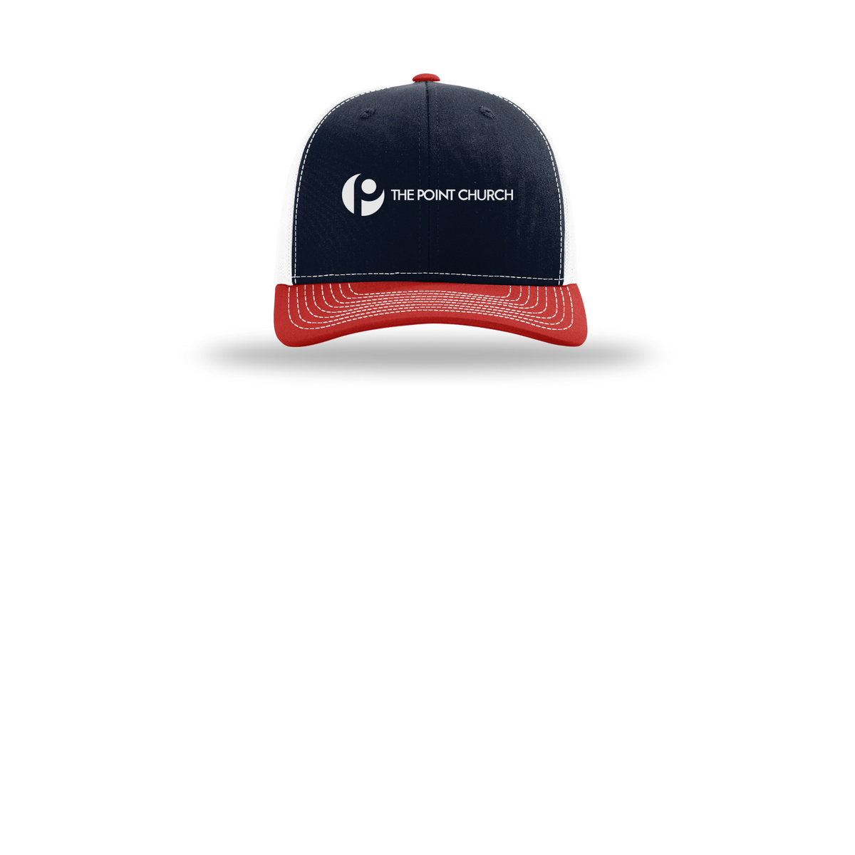 thepointva-richardson-trucker-cap-embroidery-capfront-R112-navywhitered-flat-front