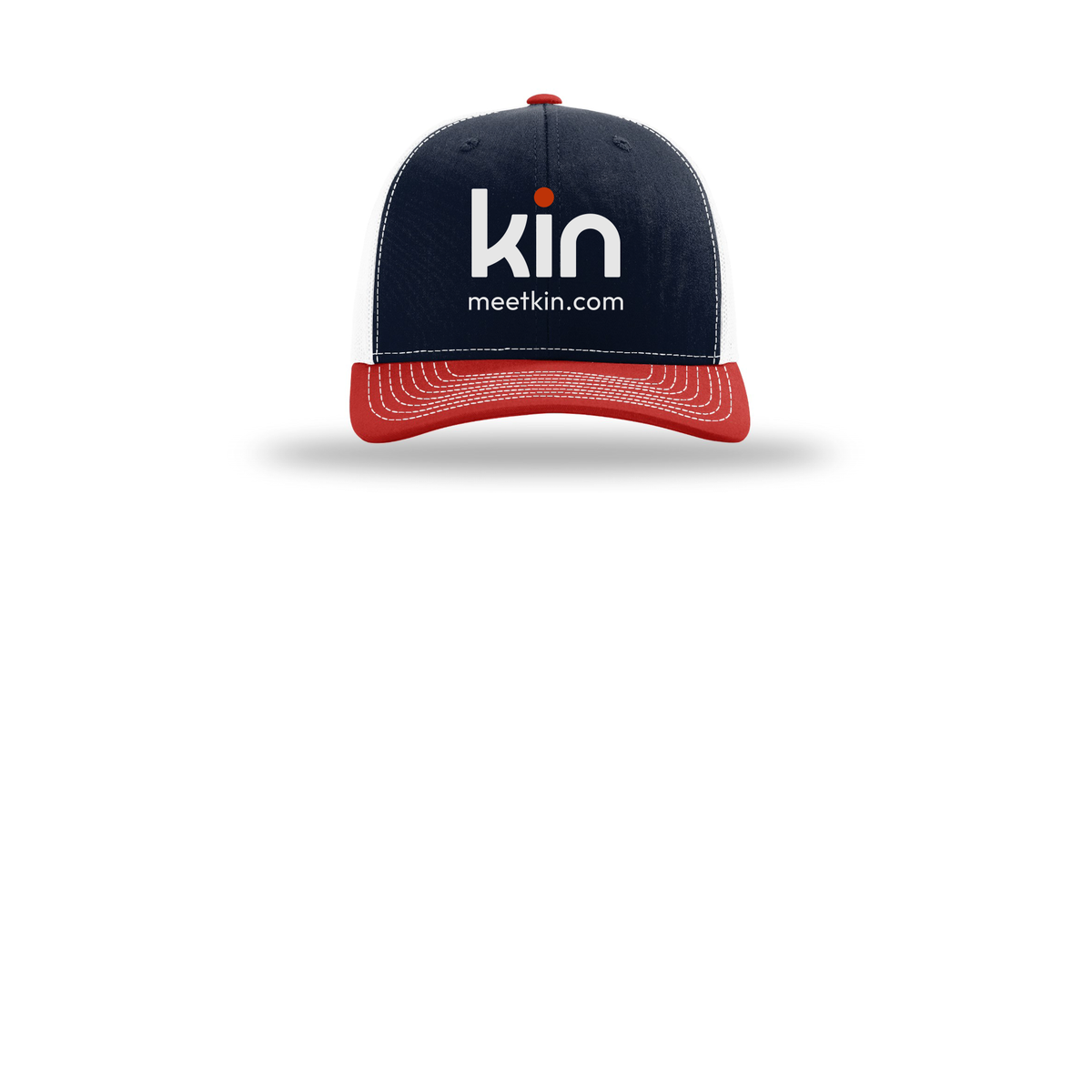 kin-richardson-trucker-cap-embroidery-capfront-R112-navywhitered-flat-front
