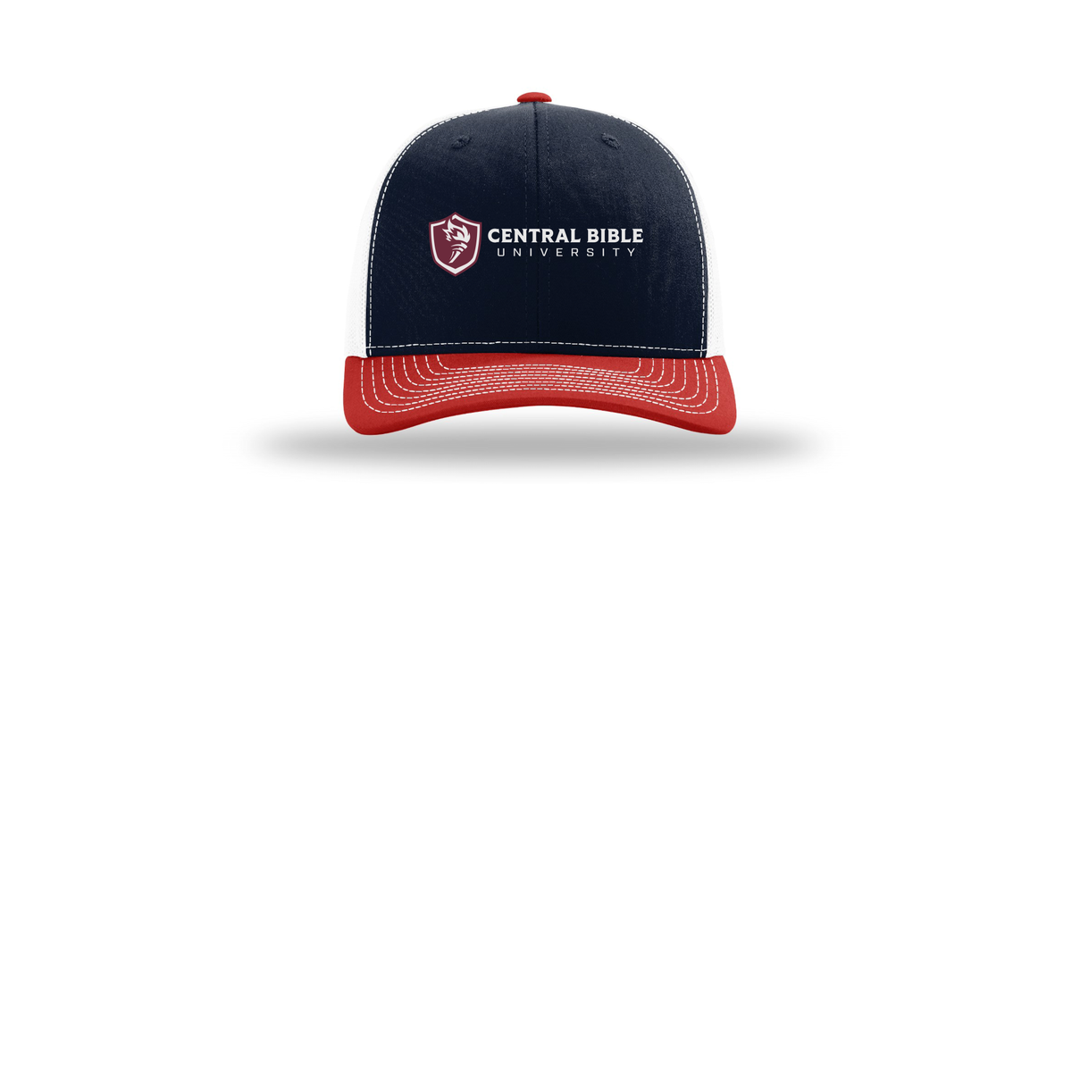 centralbible-richardson-trucker-cap-embroidery-capfront-R112-navywhitered-flat-front