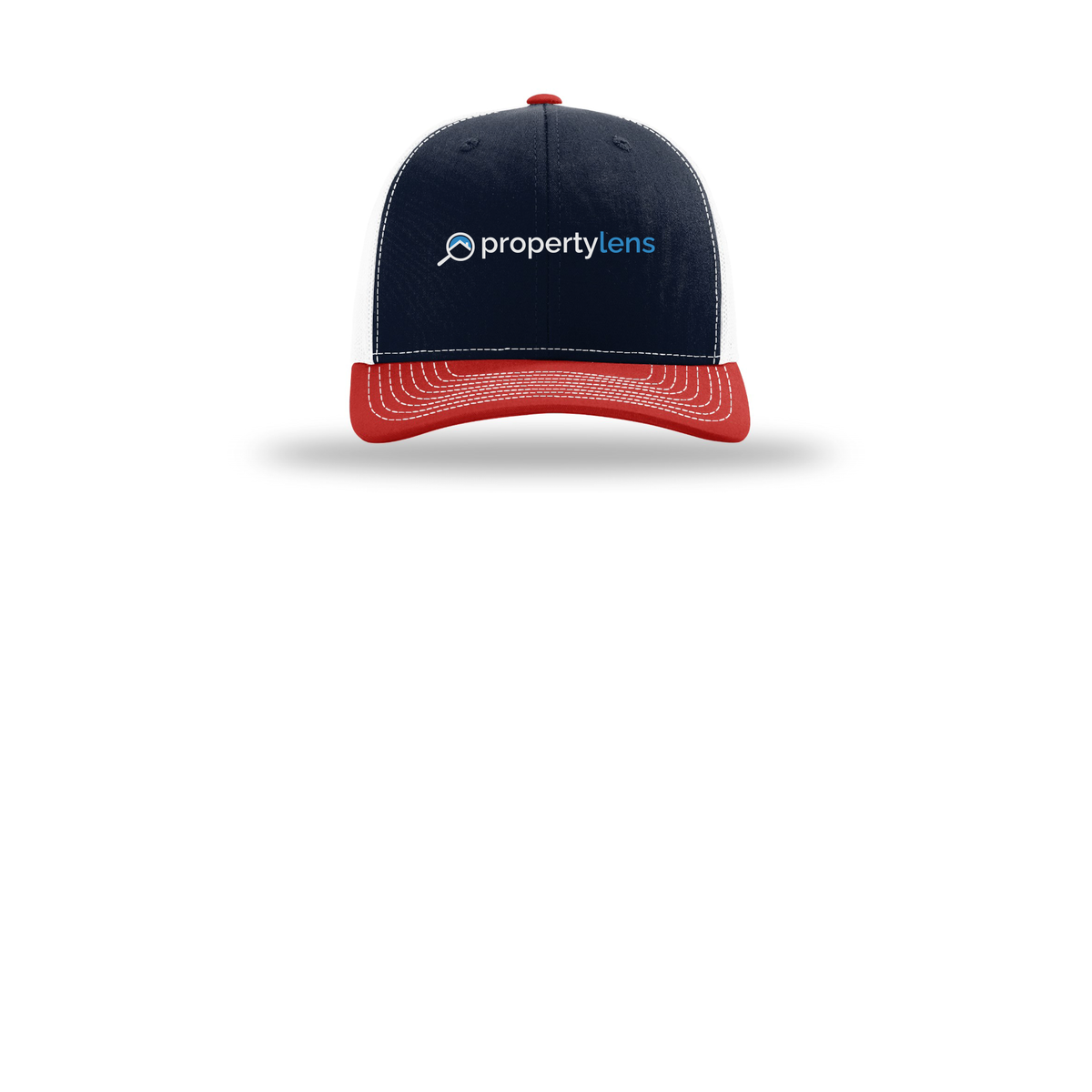 propertylens-richardson-trucker-cap-embroidery-capfront-R112-navywhitered-flat-front