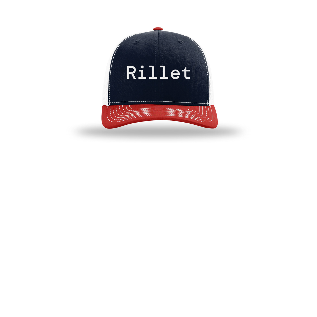 rillet-richardson-trucker-cap-embroidery-capfront-R112-navywhitered-flat-front
