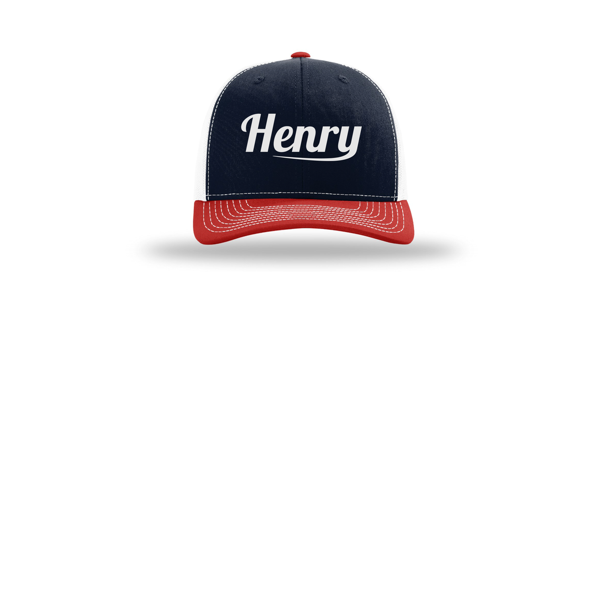 henrymeds-richardson-trucker-cap-embroidery-capfront-R112-navywhitered-flat-front