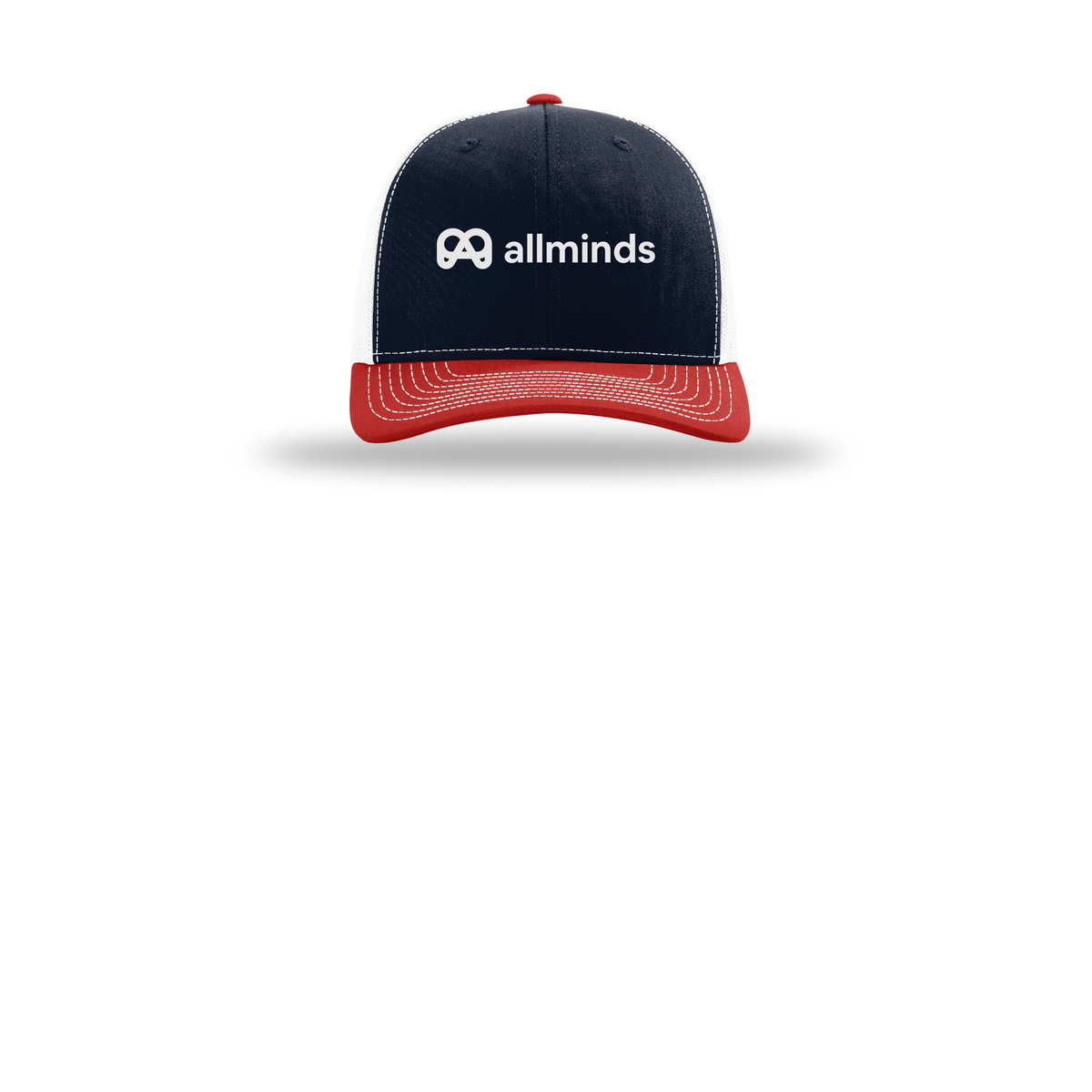 getallminds-richardson-trucker-cap-embroidery-capfront-R112-navywhitered-flat-front