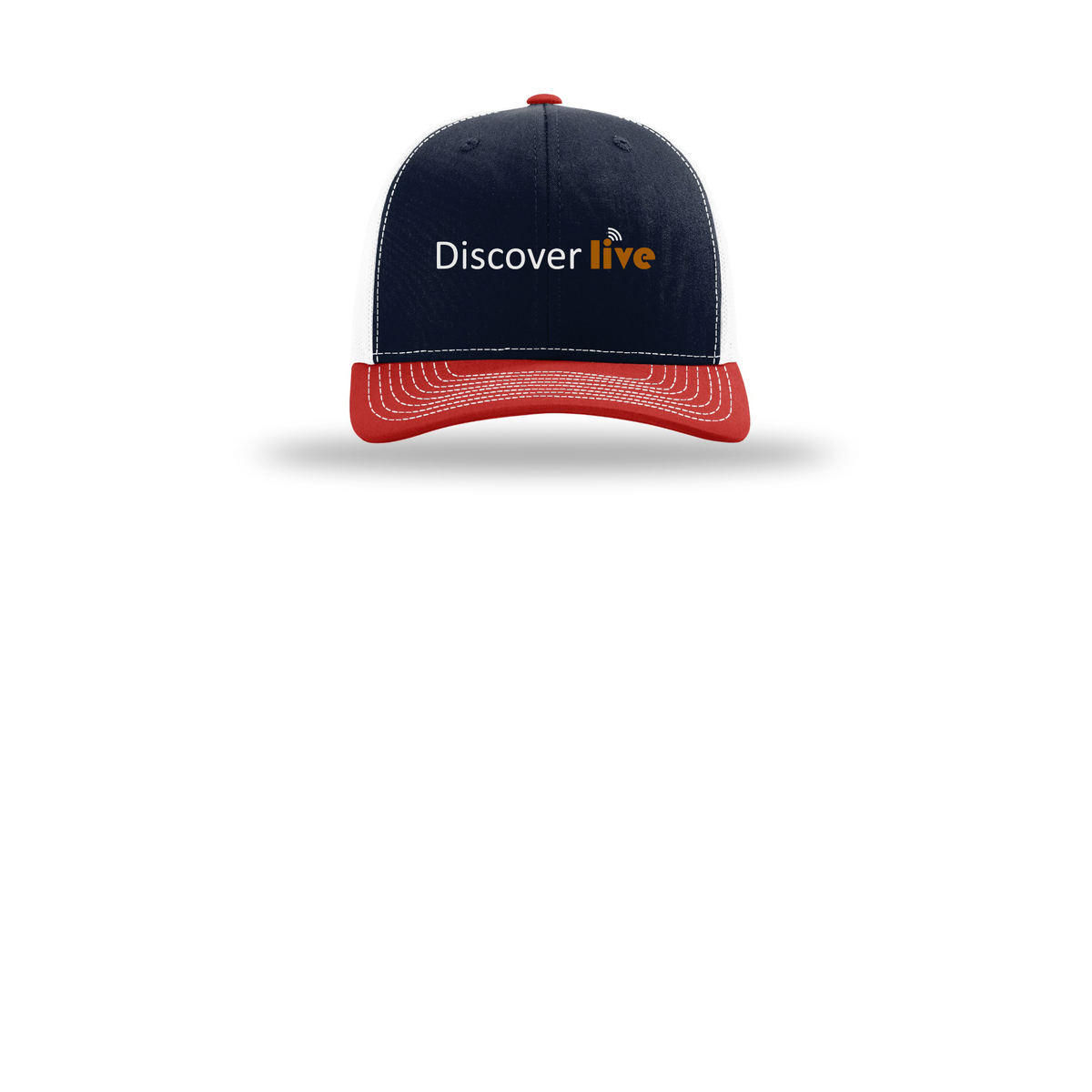 discover-richardson-trucker-cap-embroidery-capfront-R112-navywhitered-flat-front