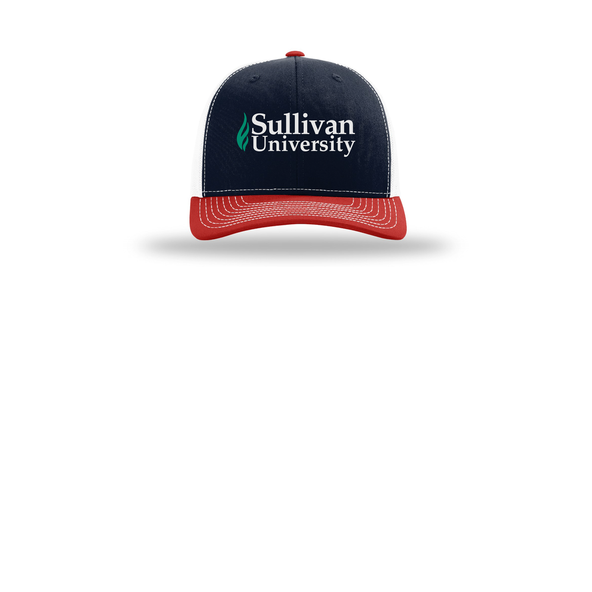 sullivan-richardson-trucker-cap-embroidery-capfront-R112-navywhitered-flat-front