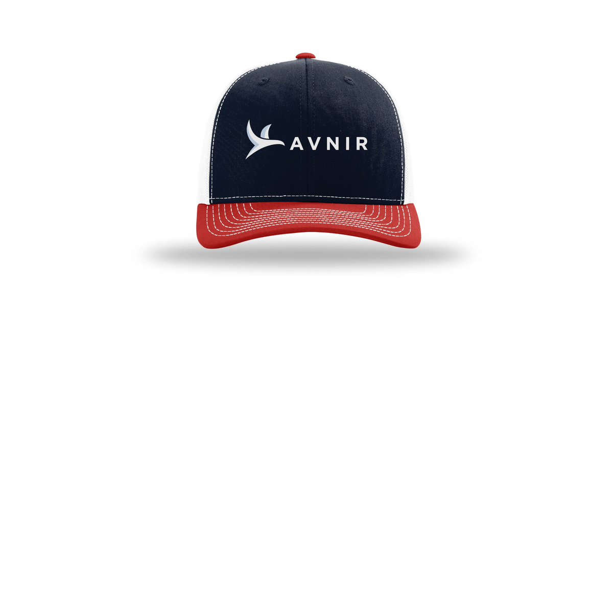 avnir-richardson-trucker-cap-embroidery-capfront-R112-navywhitered-flat-front