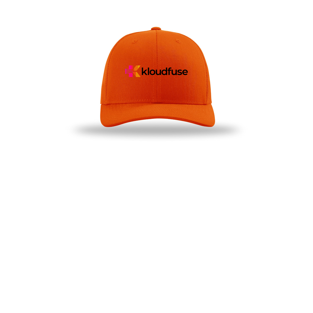 kloudfuse-richardson-trucker-cap-embroidery-capfront-R112-orange-flat-front