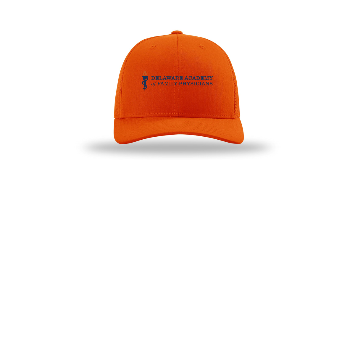delfamdoc-richardson-trucker-cap-embroidery-capfront-R112-orange-flat-front