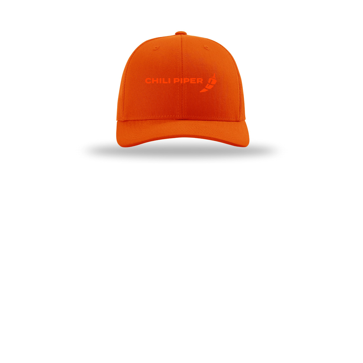 chilipiper-richardson-trucker-cap-embroidery-capfront-R112-orange-flat-front