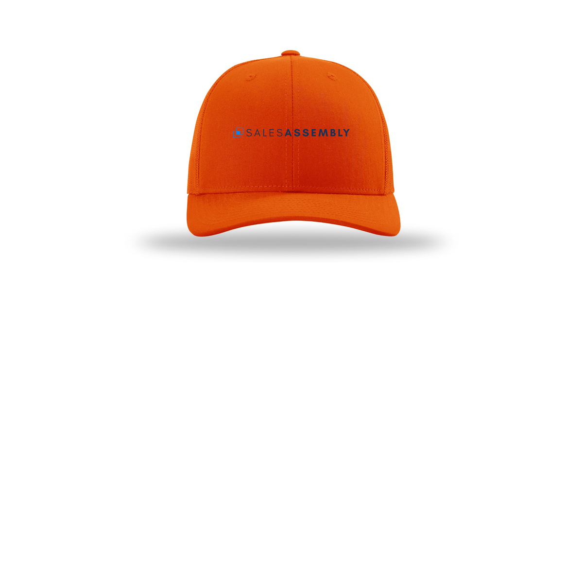 salesassembly-richardson-trucker-cap-embroidery-capfront-R112-orange-flat-front