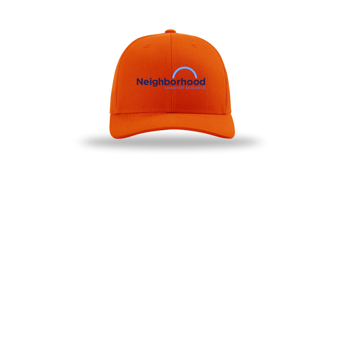 ncschools-richardson-trucker-cap-embroidery-capfront-R112-orange-flat-front