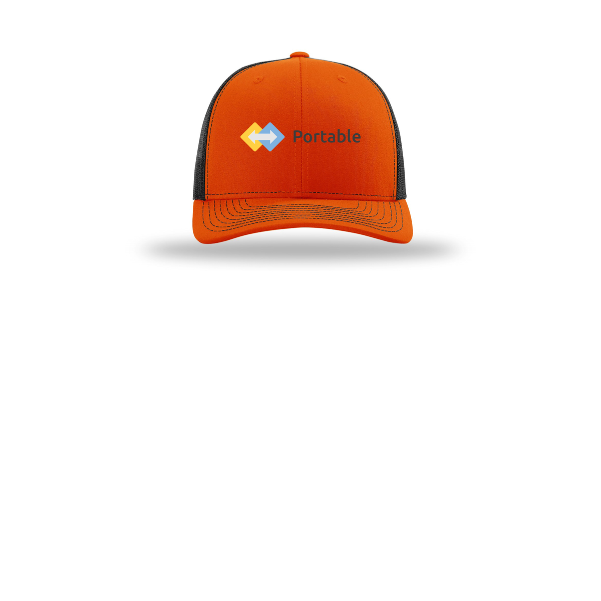 portable-richardson-trucker-cap-embroidery-capfront-R112-orangeblack-flat-front