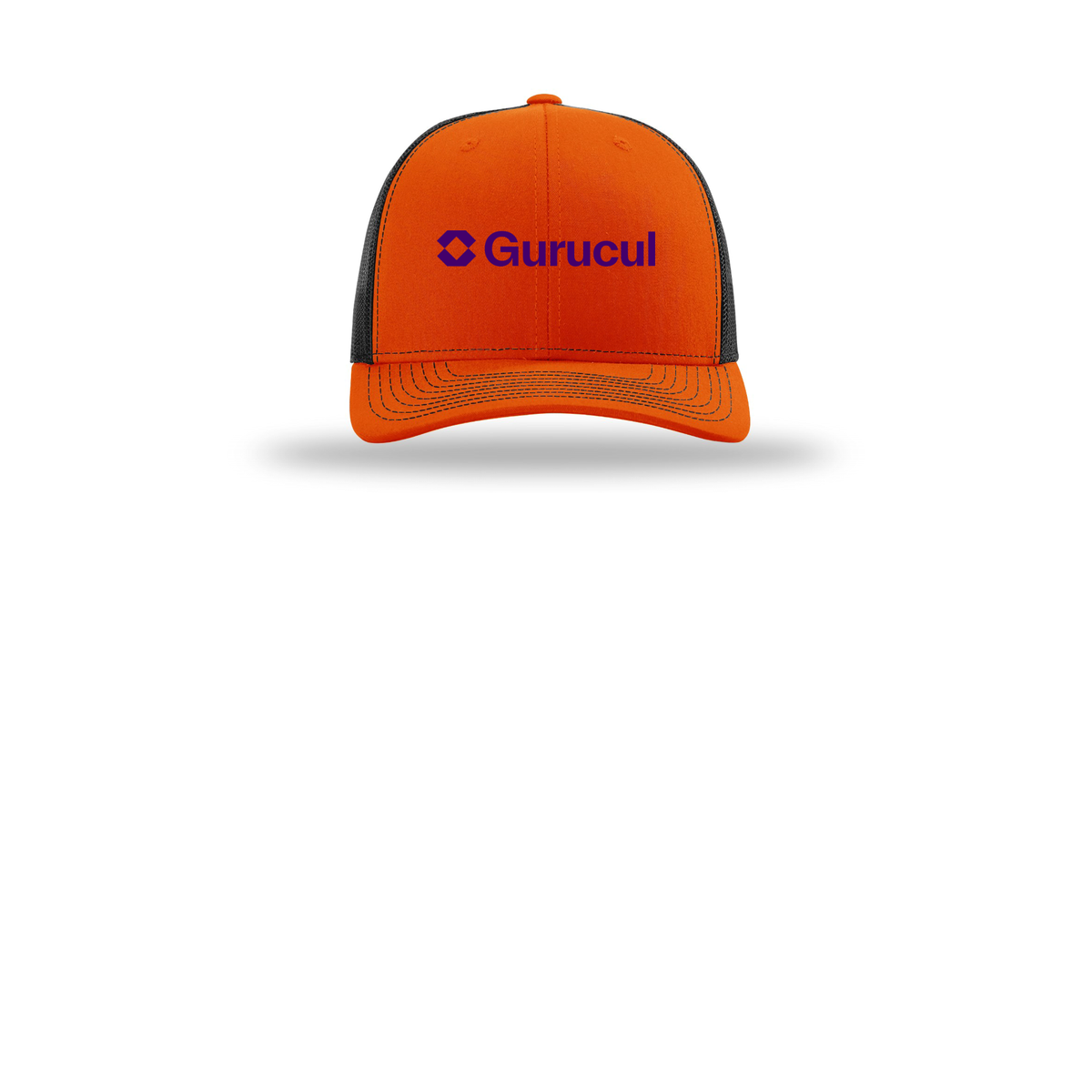 gurucul-richardson-trucker-cap-embroidery-capfront-R112-orangeblack-flat-front