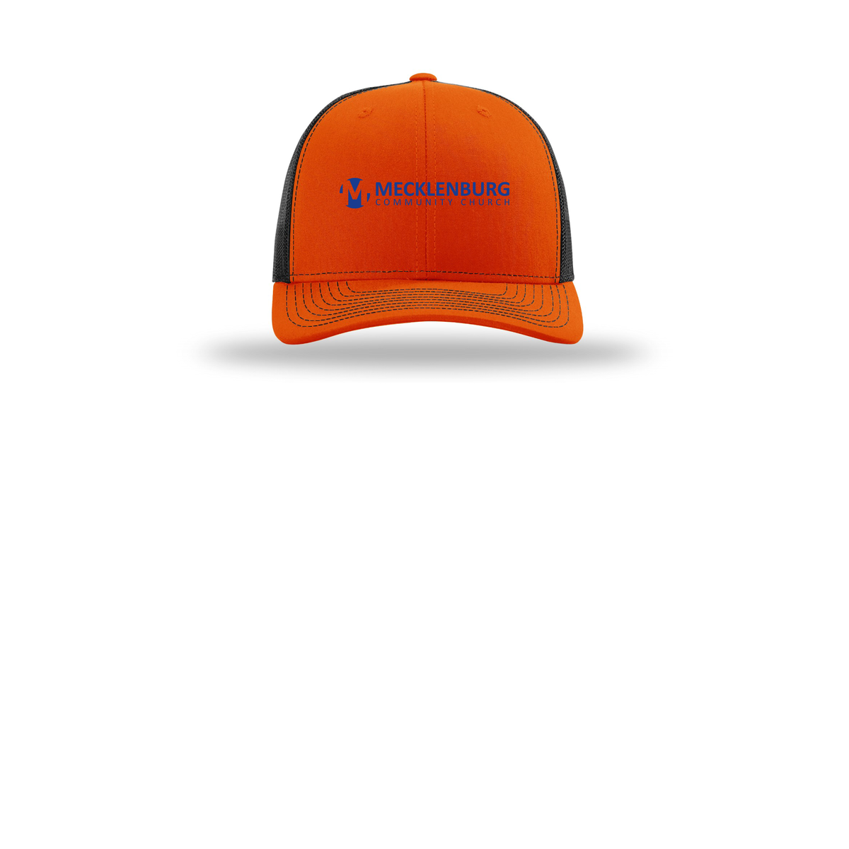 mecklenburg-richardson-trucker-cap-embroidery-capfront-R112-orangeblack-flat-front