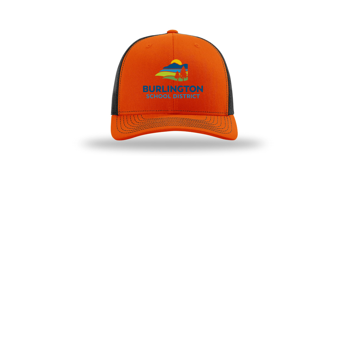 bsdvt-richardson-trucker-cap-embroidery-capfront-R112-orangeblack-flat-front