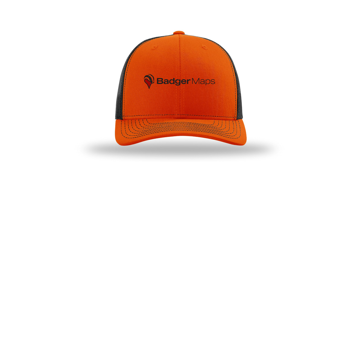 badgermapping-richardson-trucker-cap-embroidery-capfront-R112-orangeblack-flat-front