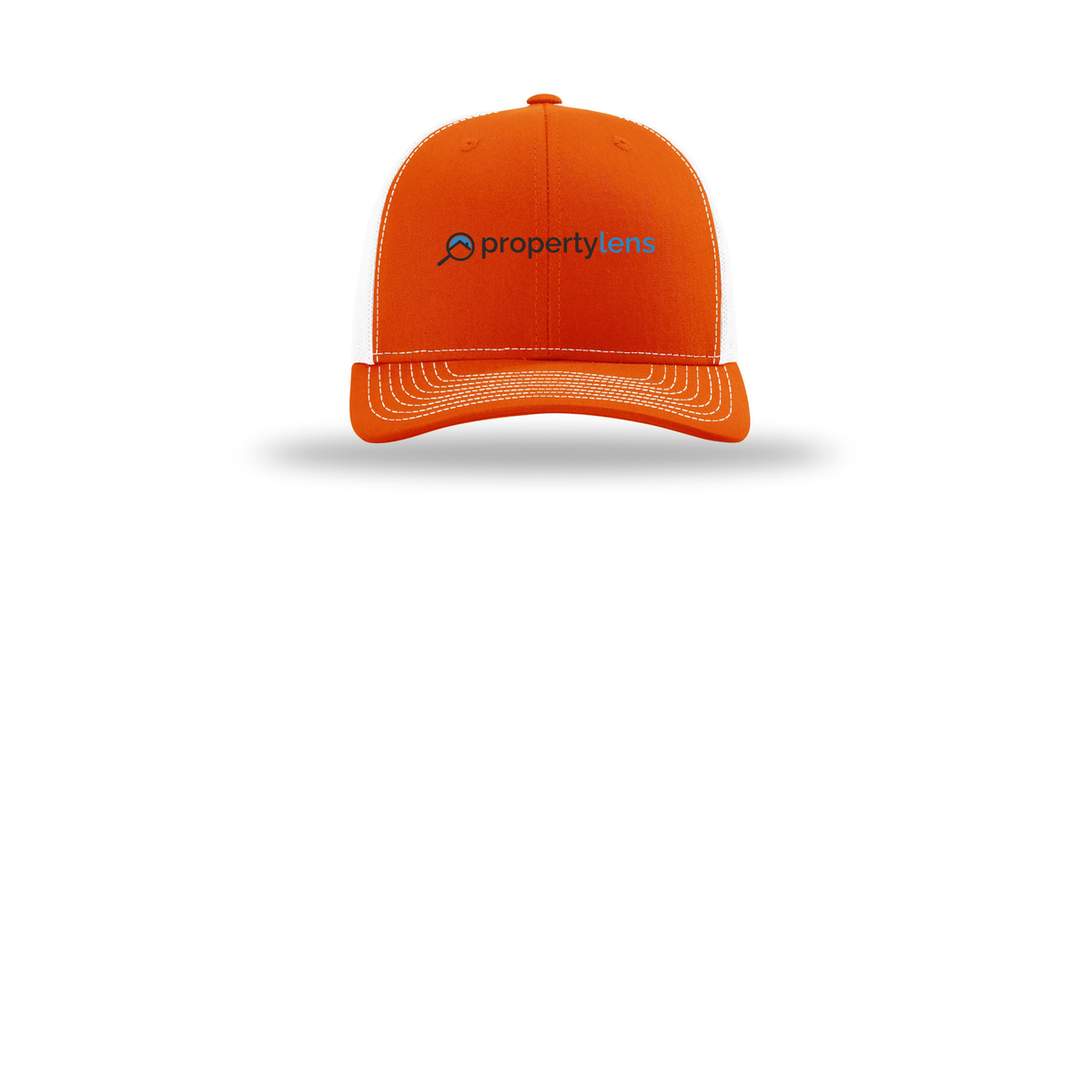 propertylens-richardson-trucker-cap-embroidery-capfront-R112-orangewhite-flat-front