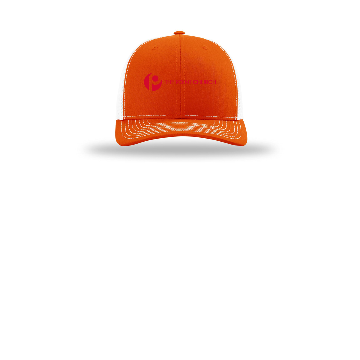 thepointva-richardson-trucker-cap-embroidery-capfront-R112-orangewhite-flat-front