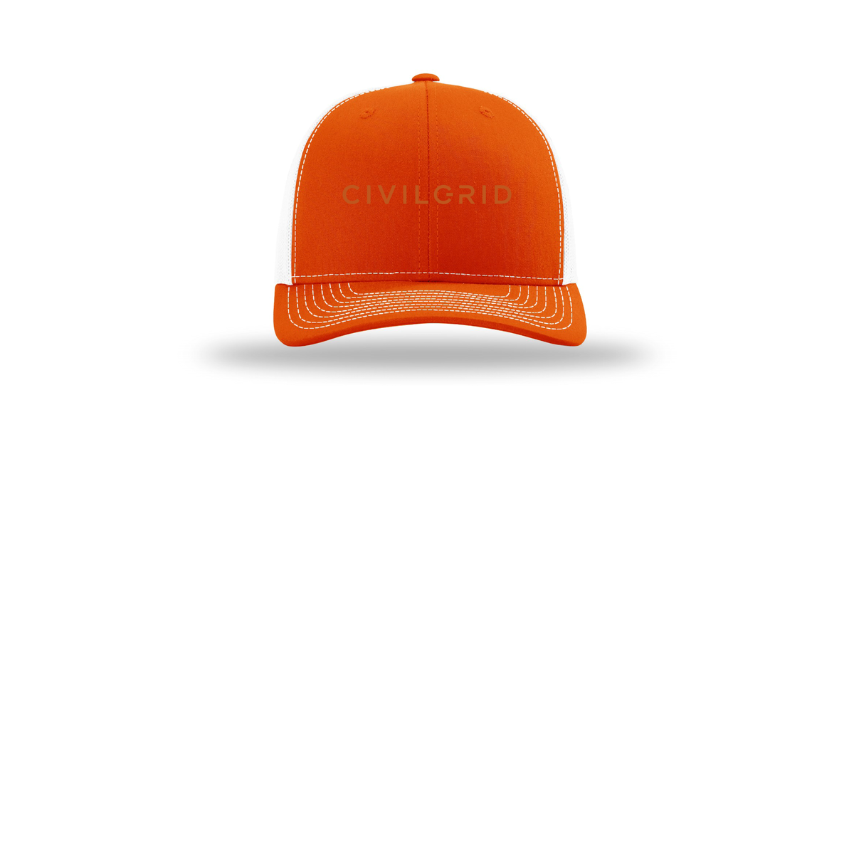 civilgrid-richardson-trucker-cap-embroidery-capfront-R112-orangewhite-flat-front