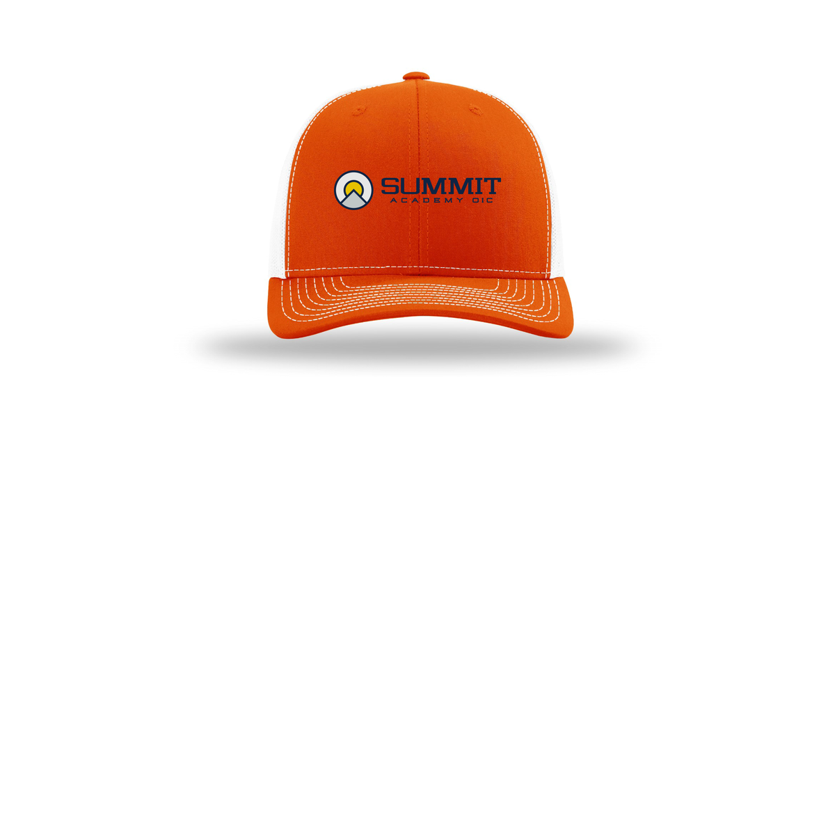 saoic-richardson-trucker-cap-embroidery-capfront-R112-orangewhite-flat-front