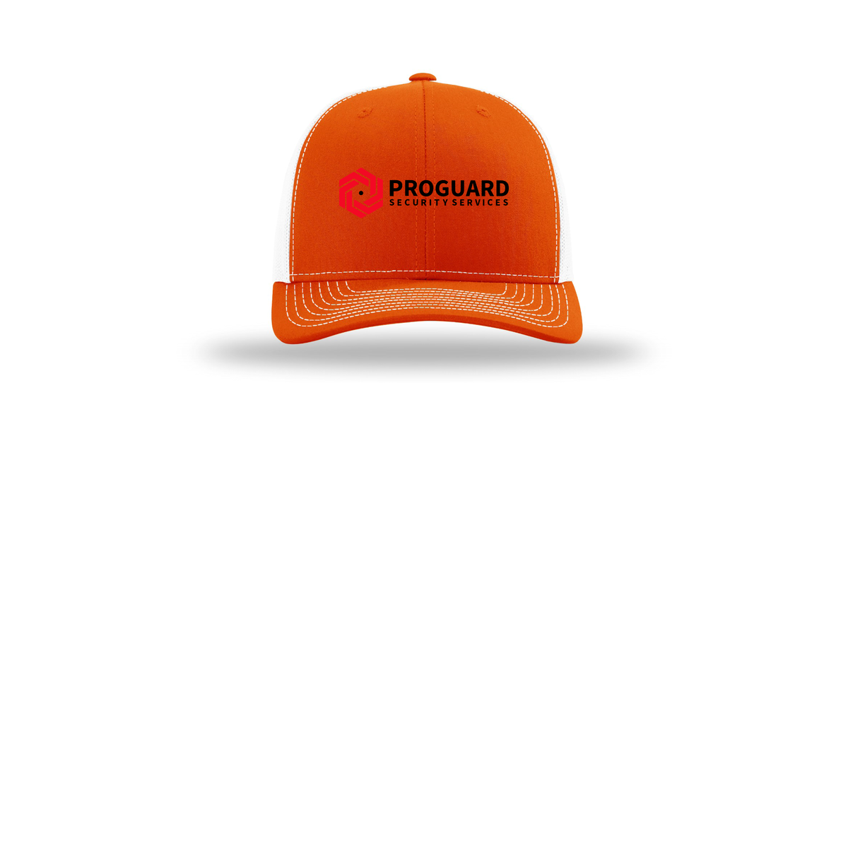 proguardsecurityservices-richardson-trucker-cap-embroidery-capfront-R112-orangewhite-flat-front