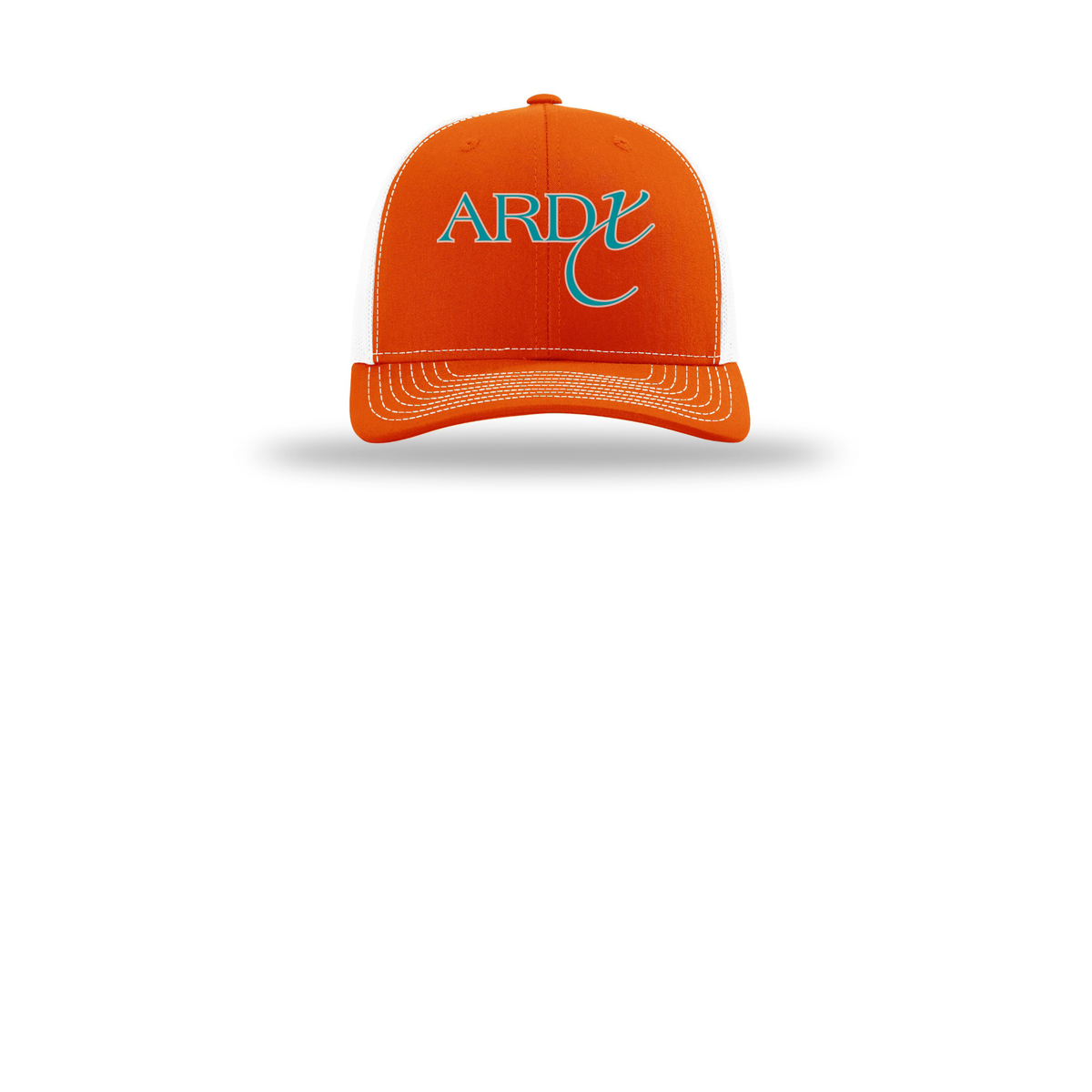 ardx-richardson-trucker-cap-embroidery-capfront-R112-orangewhite-flat-front