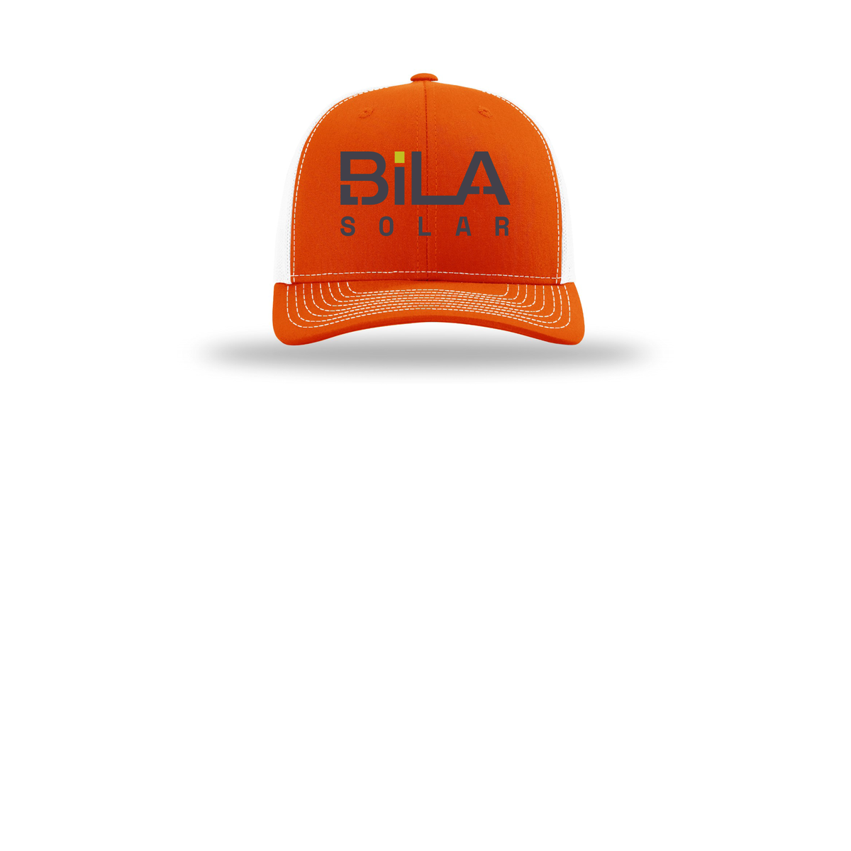 bilasolar-richardson-trucker-cap-embroidery-capfront-R112-orangewhite-flat-front