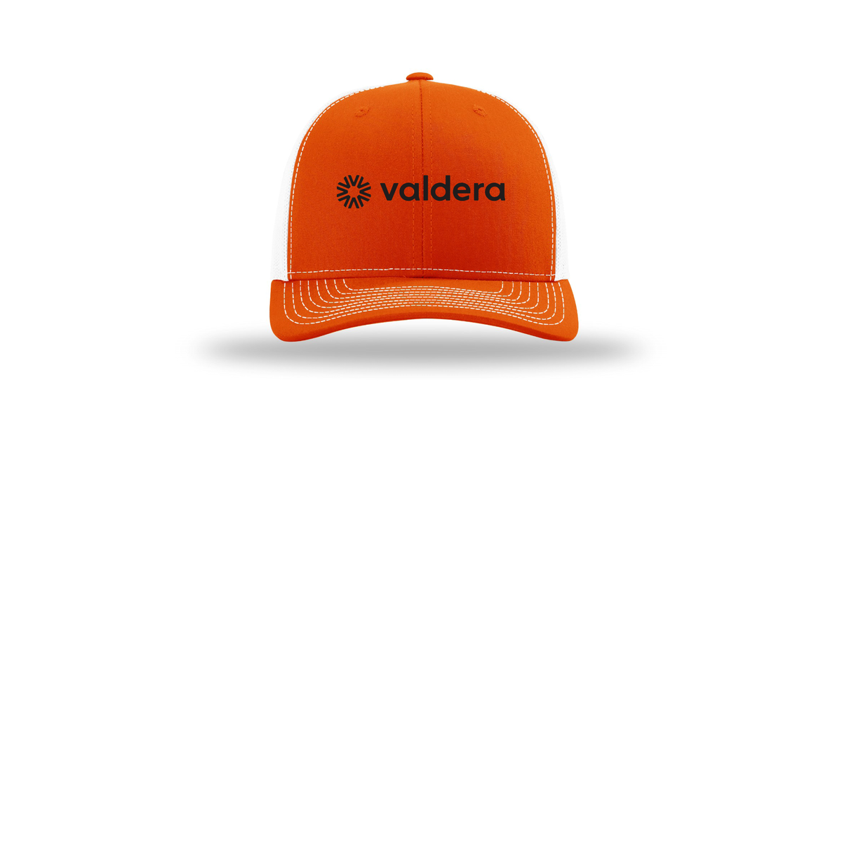 valdera-richardson-trucker-cap-embroidery-capfront-R112-orangewhite-flat-front